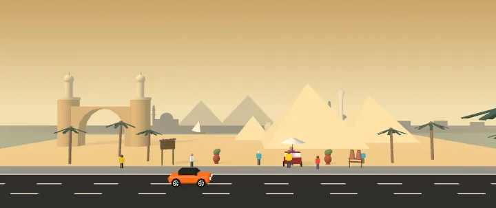Cairo postcard, drawn by the game at the end of the race