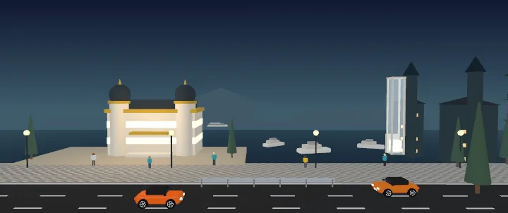 Monaco postcard, drawn by the game at the end of the race