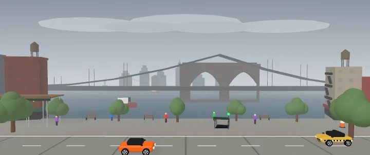 New York postcard, drawn by the game at the end of the race