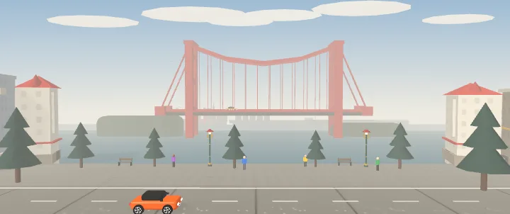 San Francisco postcard, drawn by the game at the end of the race