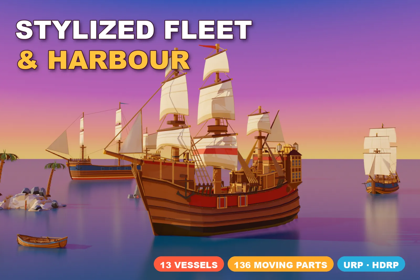 Stylized Pirate Ships & Boats cover render